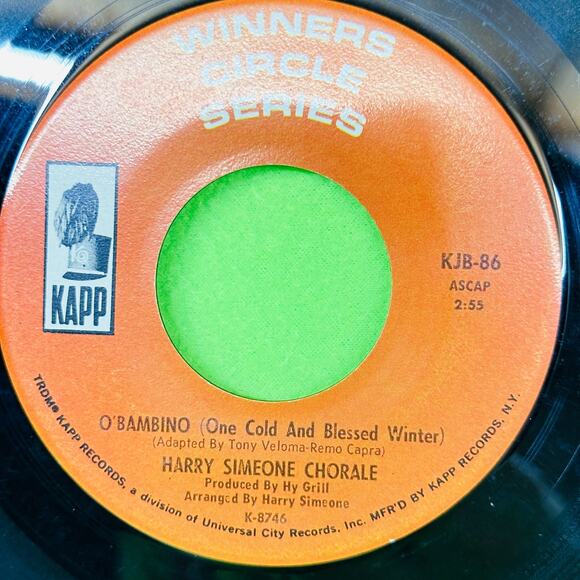 Harry Simeone Chorale Little Drummer Boy O Bambino Kapp 45 RPM Vintage Vinyl - Picture 6 of 10